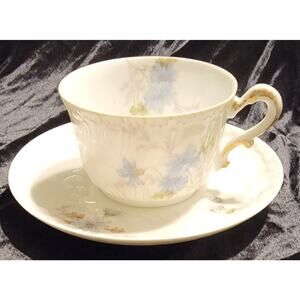 Haviland Limoges GDM Tea Cup & Saucer Multicolor Floral Print Rare